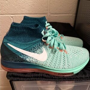 Nike Women's Aqua and Coral Air Zoom Sneakers